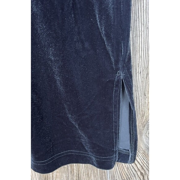 Vtg. Danielle Casey Dress S Black Velvet Midi Floral Embroidery Romantic Elegant - Picture 5 of 13